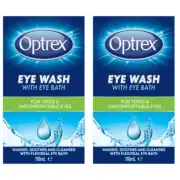 2 x Optrex Multi Action Eye Wash With Bath For Tired, Uncomfortable Eyes 110ml