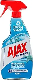 [Ajax] Spray n' Wipe Multi-Purpose Cleaner Trigger, Antibacterial Disinfectant, 500mL, Ocean Fresh Surface Spray, Household Grade