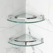 Bathroom Shelves, Glass Shelf Wall Mounted Corner Shower Silver