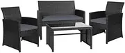 Gardeon 4 PCS Outdoor Sofa Set with Storage Cover Rattan Chair Furniture Black