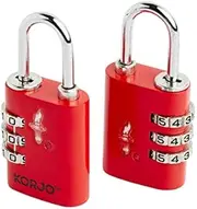 [Balanzza] Korjo Combilock Travel Lock 2-Pack, TSA Authorized, Included 2 Locks, Red