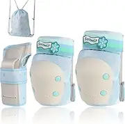 [Forzueby] Adult/Kids Knee Pads Elbow Pads Wrist Guards 6 in 1 Protective Gear Set for Inline Roller Skating Skateboarding Scooter BMX etc.