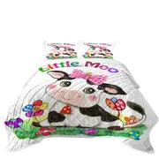 Cute Drawings for Kids Little Moo Cow and Flowers Coverlet