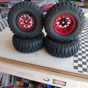 4 X 2.2 Tires/wheels For Crawler,OFF ROAD or Buggy 1/10 Scale (Red Wheels)