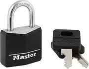Master Lock 131DAU Aluminium Covered Solid Padlock, 30mm Wide Body, Black and Silver