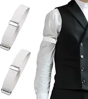 [TORMEN] Elastic Adjustable Armbands, Shirt Garter Sleeve Holders, Anti-Slip Shirt Sleeve Holders, Non-Slip Shirt Garters, Adjustable Length for Men and Women(2PCS,White)