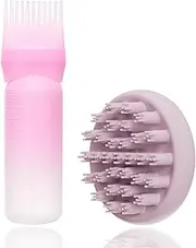 WhaleO Hair Oil Applicator Hair Oil Applicator Hair Oiling Applicator with Scalp Massager, Hair Oil Bottle Applicator Bottle Hair - Reliable Hair Styling Tool for Hair Dye Colouring, Pink