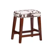 Linon Home Decor Benjamin 24 in. Brown Backless Wood Bar Stool with Cow Printed