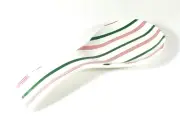 Spoon Rest Stoneware Striped Green/Red/White