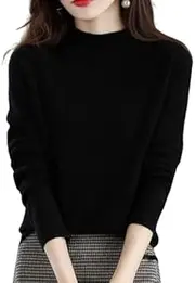 [Lipski] Cashmere Sweaters for Women, Cashmere Long Sleeve Crewneck Warm Pullover Knit Jumpers Fall Winter Sweaters