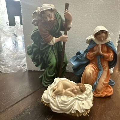 Gifts of Faith Blue Green Nativity Set-**RARE / NIB** (544)