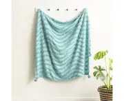 Renee Taylor 130x200cm Wave Cotton Chenille Tufted Throw Vintage Washed Aqua