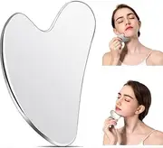 Terahertz Gua Sha Tool, Massage Lymphatic Drainage Stone Scraping Board, Relieve Emotions, Thermal Conductivity Gua Sha Facial Scraper with Lanyard for Face (White)