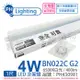 4入 【PHILIPS飛利浦】 易省 BN022C G2 第二代 LED 4W 6500K 白光 1尺 全電壓 支架燈 層板燈 PH430981