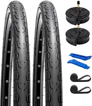 2-PCS 700C Road Bike Tires 700x32C/32-622 and 700C Heavy Duty Bike Tubes Schrader Valve with 2 Rim Strips Compatible with 700x30C 700x31C 700x32C 700x33C 700x34C Bike Bicycle Tires and Tubes（Y-1282