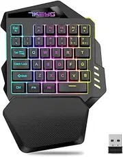 domoi One Hand Wireless Gaming Keyboard RGB Backlit Portable Mini Keyboard Game Controller for PC Gamer