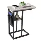 C Table End Table with Couch C Shaped Side Table for Greige+black Side Pocket