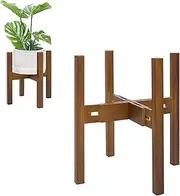 Adjustable Plant Stand Indoor,Bamboo Mid Century Modern Plants Stands, Stable Plant Holder,Fit 21-35 CM Pots (Pot & Plant Not Included)