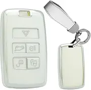 Smart Remote Key Case TPU Key Fob Holder Shell fit for Range Rover Discovery 5 Evoque Sport Vogue 5 Buttons Key Fob Shell fit for Jaguar E-PACE I-PACE Key Box Keychain