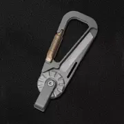 Titanium + Brass Keychain Carabiner Multi Tools Outdoor Folding Knife EDC Gift
