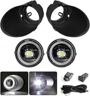 Car LED Angel Eyes Fog Light Clear Lens DRL 12V Compatible for Toyota Tundra Sequoia 2005 2006 2007 2008 2009 2010 2011 2012 2013 2014 2015(White Ring Fog Set)