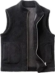 [DGKaxiyaHM] Mens Sherpa Thicken Warm Vest Sleeveless Polar Fleece Fuzzy Jacket Casual Insulated Full Zip Waistcoat