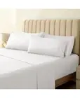 4 PC Striped Bed Sheets Set Deep Pocket 18" Wrinkle Free White Twin Size Fitted