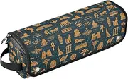[sanluoli] Hair Tools Travel Bag and Heat Resistant Mat Carrying Case Flat Curling Iron Waterproof Organizer Ancient Greek Golden Sihouette Totem Travel Bag for Hair Tools