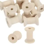20Pcs Wooden Empty Spools 1.2" x 0.8" Sewing Thread Spool Wood Color