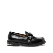 [Toga Pulla] Toga Pulla Round-toe Leather Loafers 38 IT BLACK/SILVER