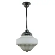 Derby Opal Matt 9&quot; Shade w 1/2&quot; x 1/2m Chrome Rod Pendant