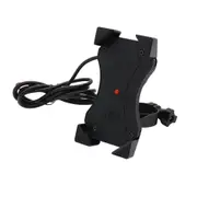 Motorcycle Mobile Phone Holder Mount Support USB 2A Charger 360 Degree Rotation for 3.5-6 inch Devices black