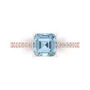 1.66 Asscher Swiss Topaz Promise Bridal Wedding Classic Ring Solid 14k Rose Gold