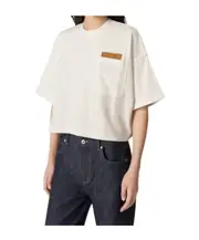 Cotton Jersey Cropped T-Shirt S,XS chalk color