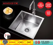 440*450*200 Handmade Stainless Steel Under/Topmount Kitchen Laundry Single Sink [44-HF4445]