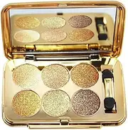 Glitter Eyeshadow Palette, 6 Colors Professional Shimmer Eyeshadow, Waterproof Sweatproof Long-Lasting Sparkle for Halloween/Birthday/Valentine's Day Shimmer
