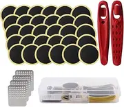 Bicycle Tire Repair Kit, 30 Pieces Bike Inner Tube Patch Kits Included with Glueless Bike Tube Patches,Metal Rasp, Metal Tire Levers, Portable Storage Box (30 Pieces)