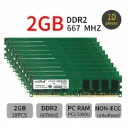 Crucial 20GB 10x 2GB 1GB DDR2 PC2-5300U 667MHz DIMM Desktop Memory SDRAM LOT BT