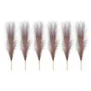 6 Pcs 17 Inch Faux Pampas Grass Artificial Boho Decor Gradient Brown