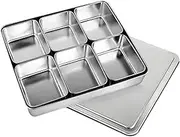 Condiment Tray - Kitchen Condiment Storage Box, Condiment Storage Seasoning Box Multi Grid | Stainless Steel Rectangle Seasoning Box with Lid Holder Tray Divided for Vinegar, Salt, Home Decoration