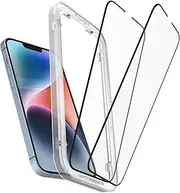 SPIGEN AlignMaster Full Cover for iPhone 14 Plus/iPhone 13 Pro Max Screen Protector, Easy Application Auto Alignment Technology Installation Tray Oleophobic Coating 9H Tempered Slim Glass [2-Pack] - Black