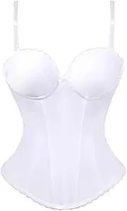 [OFFSUM] Women's Sexy Corset - Fashion Spaghetti Strap Bridal Lingerie Top Adjustable Shapewear Wedding Party Lace Patchwork Backless Streetwear