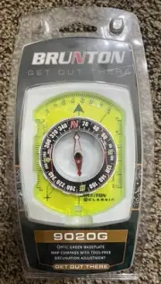 NEW Brunton Classic 9020G Compass Optic Green Baseplate USA Made Decl Adjustment