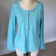 Sundance Catalog blue henley shirt - Small