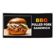 Vinyl Banner Multiple Sizes Bbq Pulled Pork Sandwich Food and Drink Bbq Outdoor