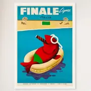 Galrie Vintage Finale Ligure Italy Travel Poster - Stunning Coastal Wall Art, White Frame, A0 84 x 119cm (33 x 47inch)