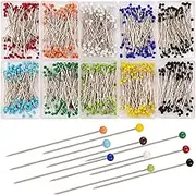 AIEX 1000 Pieces Sewing Pins Glass Ball Multicolor Head Pins Straight Quilting Pins with Pearl Heads for Dressmaker Jewelry Decoration(38mm)