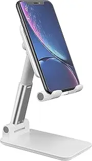 Cell Phone Stand, Fully Foldable Portable Desktop Table Stand Phone Holder, Angle Height Adjustable Phone Holder for Phone15 14 13 12 Pro Xs Xs Max Xr X 8, Pad Mini & All Phones