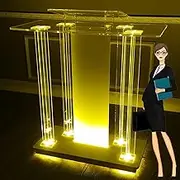 Pulpits for Churches, Podium Stand, Prayer Bench Communion Table, Pulpit Church Podium, Large Rolling Pulpit Acrylic Floor Podium, Portable Transparent Welcome Podiums with Wheels, Mobile D