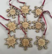 Maker’s Mark Bourbon Wooden Snowflake Ornaments- Set Of 9- New